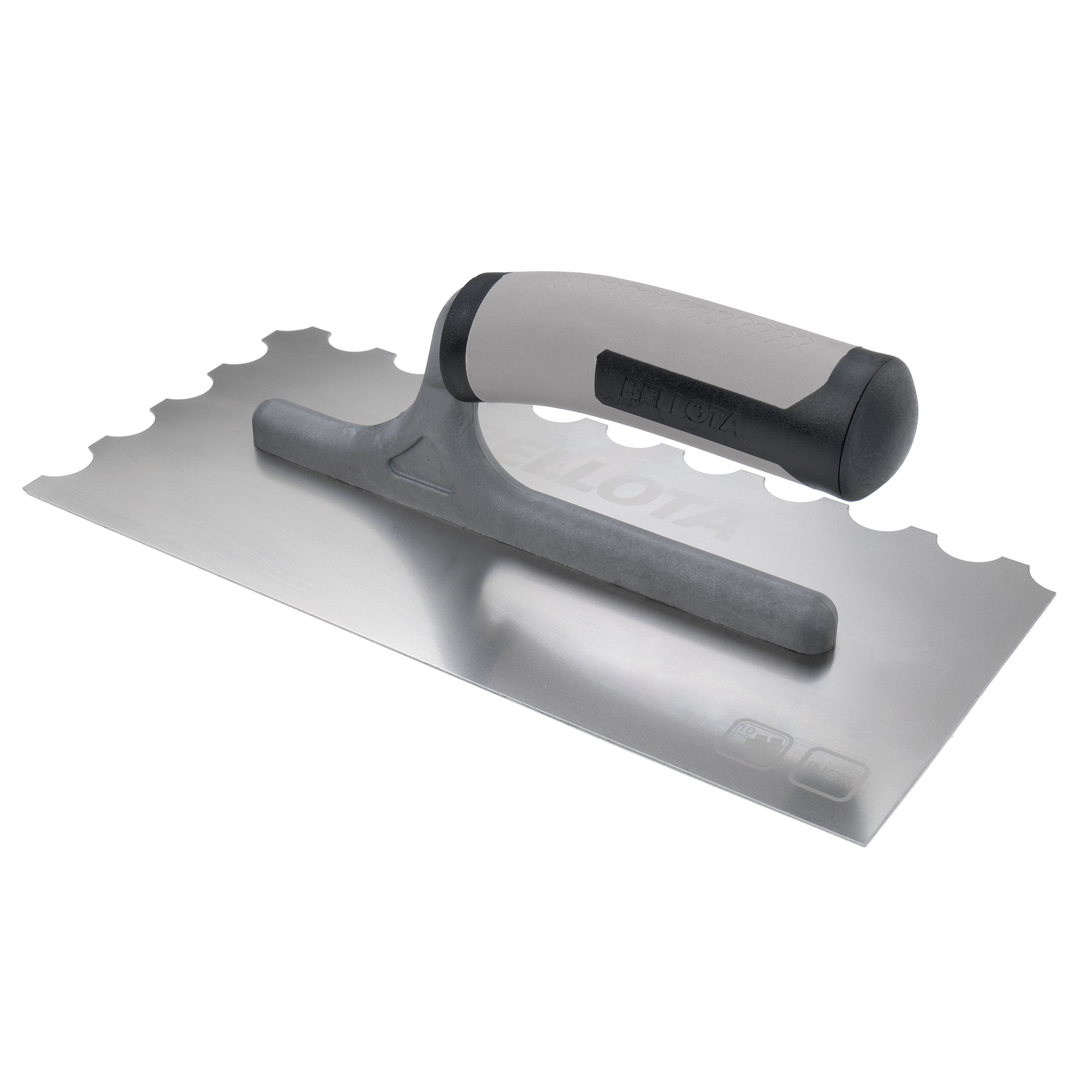 Peine de acero inoxidable diente radio con mango abierto bimaterial para trabajos de alicatado y solado / 5874RBIMINOX