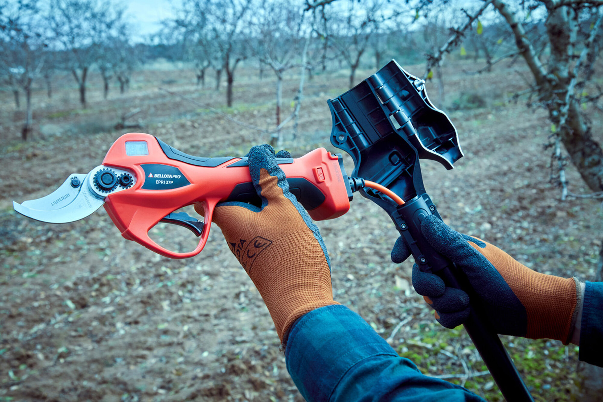 Pértiga extensible hasta 2,2m compatible con las tijeras eléctricas a batería  de la primera generación/ EPP1EXTP