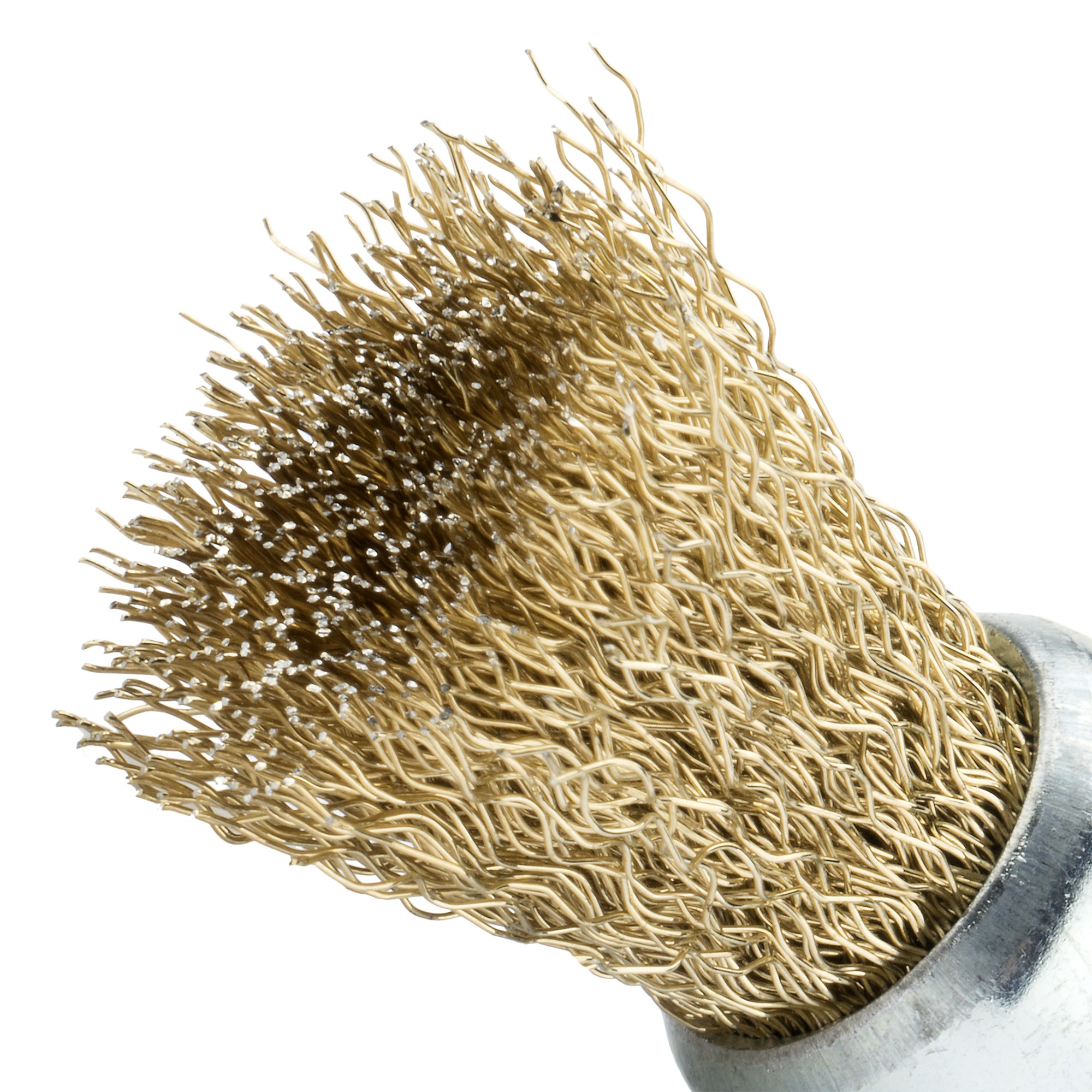 Cepillo brocha punta con perno, alambre de acero latonado ondulado / 50818