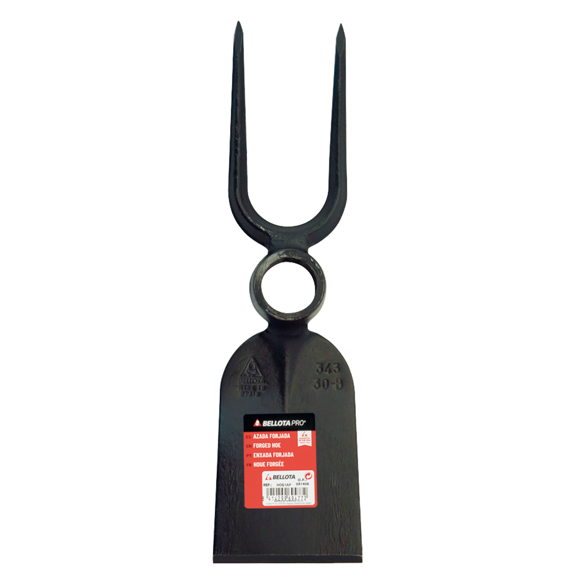 Azada forjada con sistema antigiro, doble uso: horquilla con diente en forma de diamante y azada / HOE344600