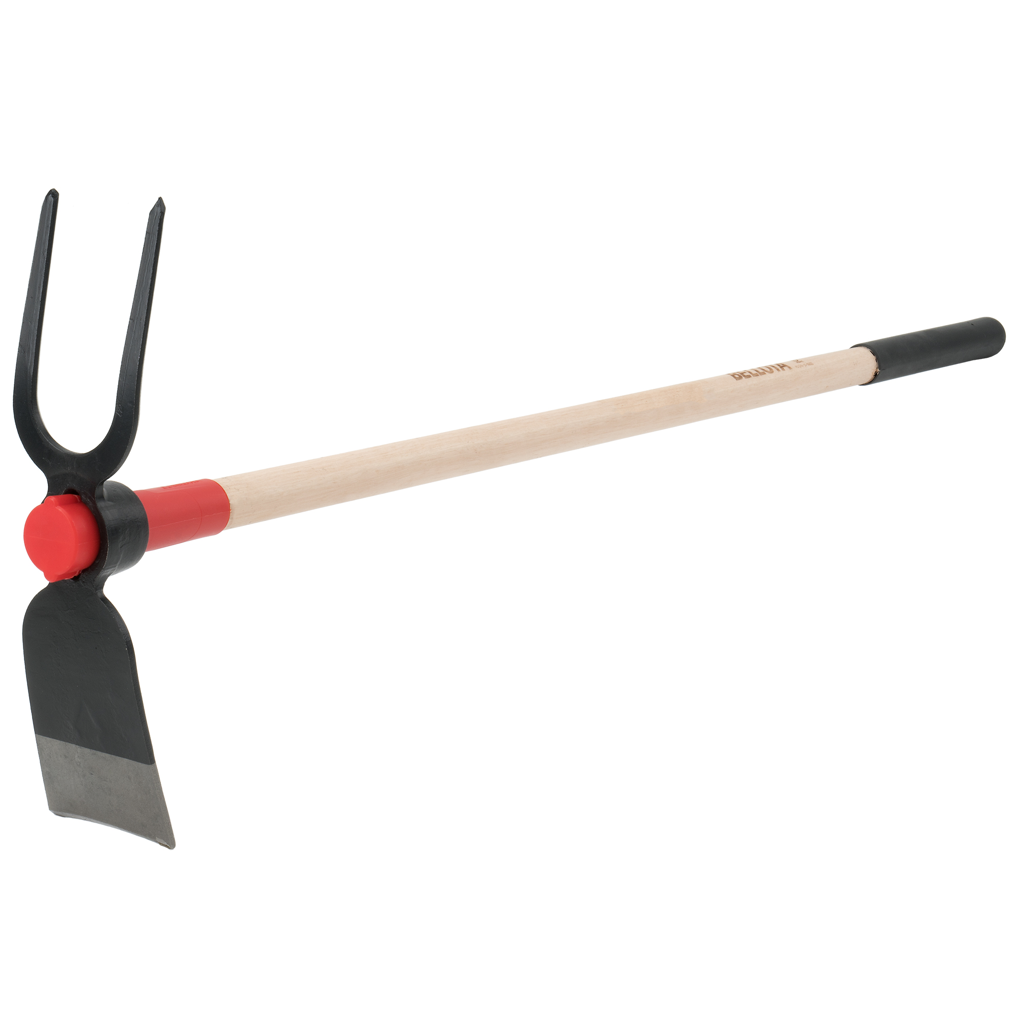 Azada forjada con sistema antigiro de doble figura: horquilla con diente en forma de diamante y azada, con mango de madera certificada de 1000 mm  / HOE344W