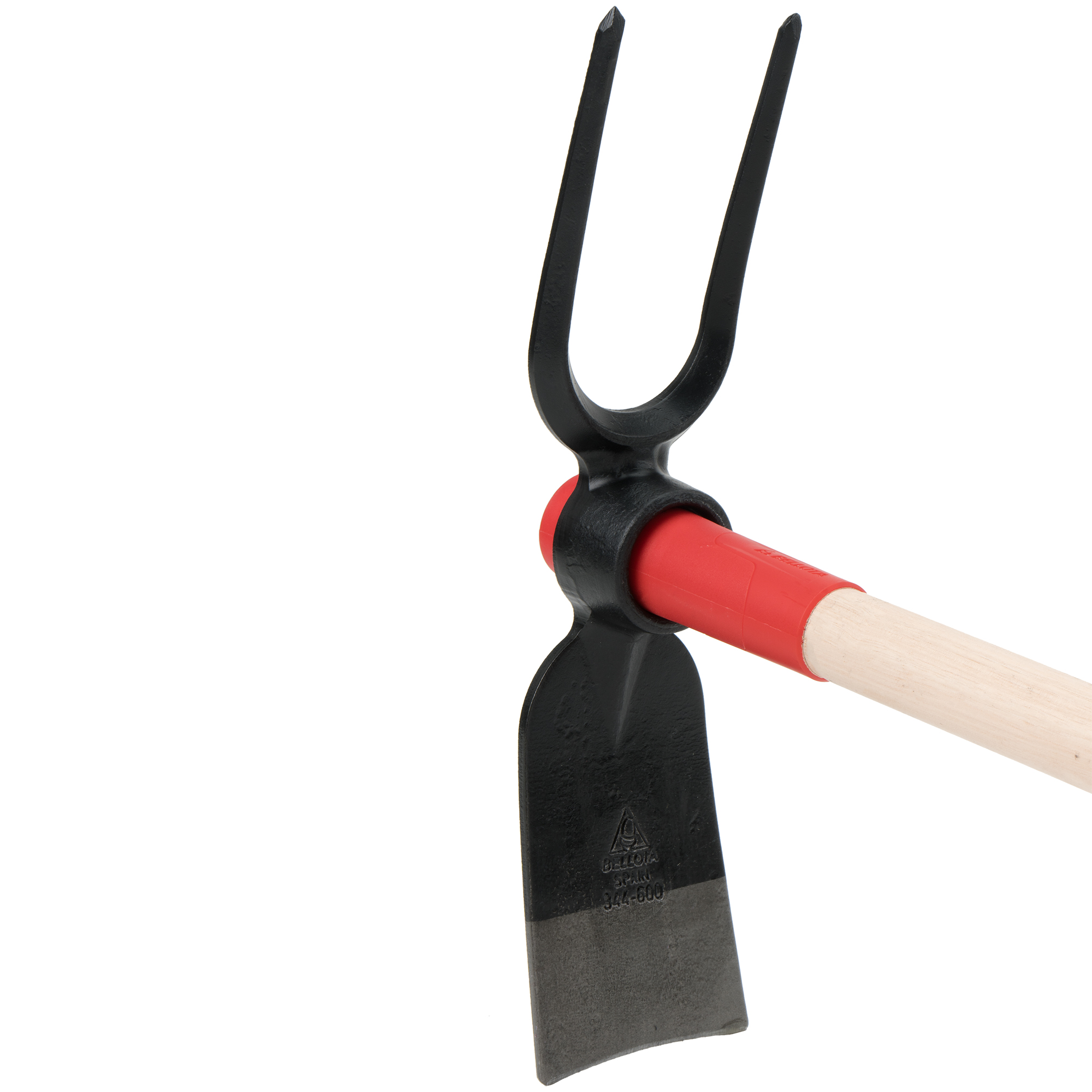 Azada forjada con sistema antigiro de doble figura: horquilla con diente en forma de diamante y azada, con mango de madera certificada de 1000 mm  / HOE344W
