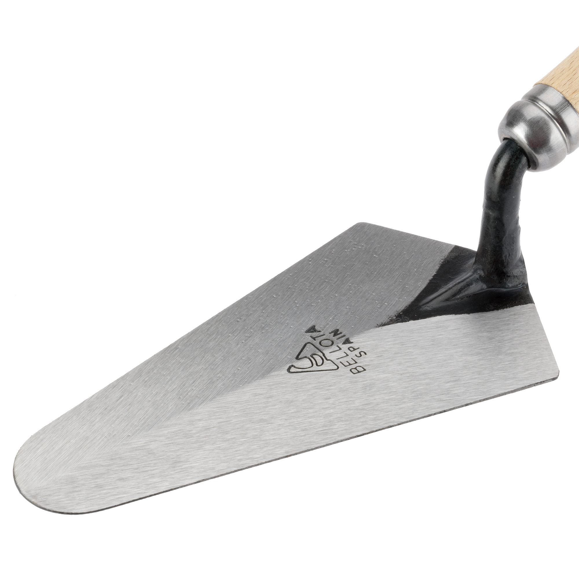 Paleta Pro madrileña con mango de madera y taco para trabajos de albañilería y alicatado / TRF42PB