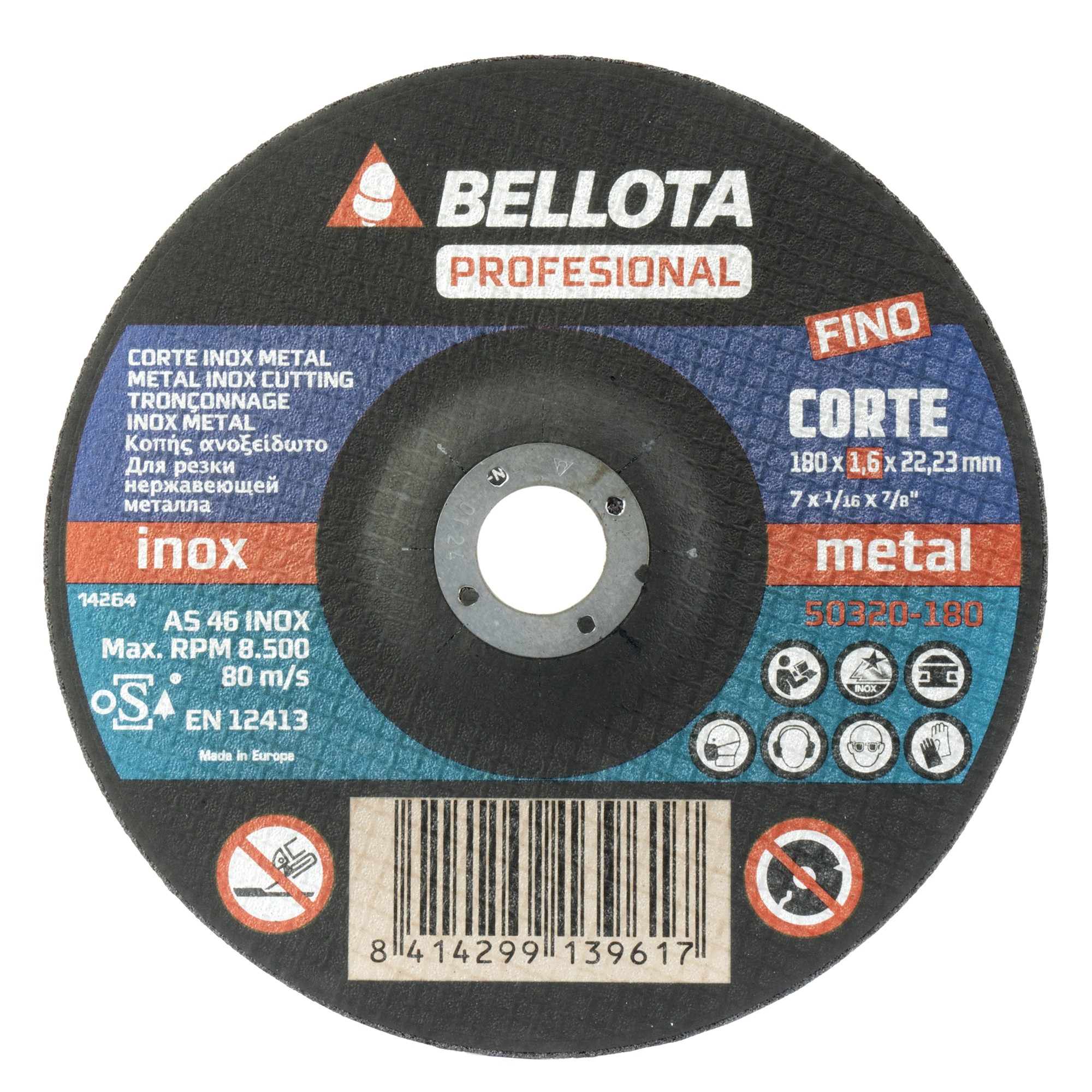 Disco abrasivo profesional fino para corte inox-metal, 1-1,9 mm / 50320