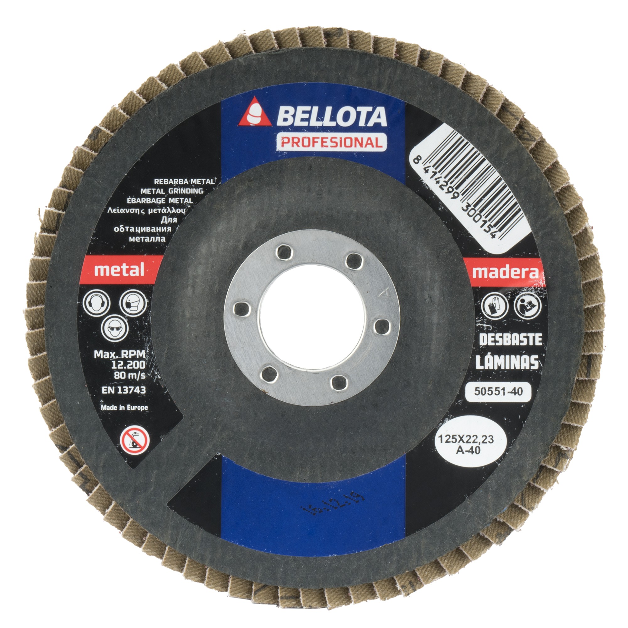 Disco de láminas base fibra cóncava para desbaste madera-metal, grano A / 50551