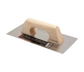 Llana recta de acero inoxidable con mango de madera 300x150 mm / 58611INOX