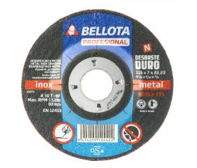 Disco abrasivo profesional para desbaste inox-metal, duro 7 mm y Ø 115 mm / 50351115