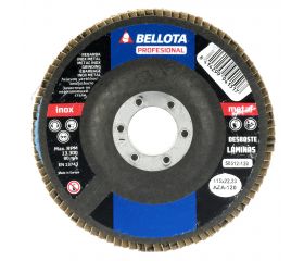 Disco de láminas base cóncava de fibra de vidrio para desbaste inox-metal, grano AZ 120 y Ø 115 / 50512120