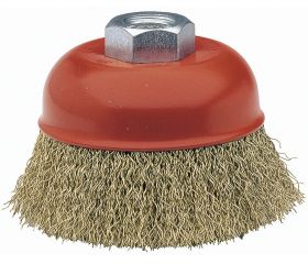 Cepillo de taza con alambre de acero latonado ondulado 75 mm / 5081475