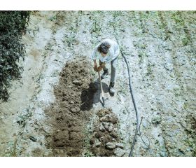 Horca de jardín, dientes forjados y planos para remover y cavar la tierra. Mango muleta, madera certificada / 9114M