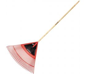 Escoba de plástico extragrande púa plana para limpieza de césped con mango madera FSC / 303432CM