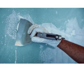 Espátula de acero inoxidable con mango bimaterial y punta para trabajos de rejunteo y remates en placa / 5894150PN