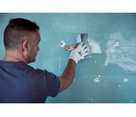 Espátula ancha americana de acero inoxidable con mango de madera para trabajos de rejunteo y remates en placa / 5895