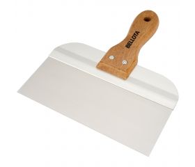 Espátula ancha americana de acero inoxidable con mango de madera para trabajos de rejunteo y remates en placa / 5895