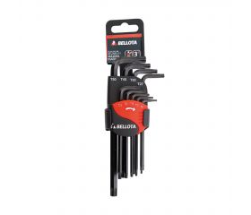 Juego clip de 9 llaves torx largas inviolables pavonadas en acero CrV para apriete y ajuste / 64599TIP