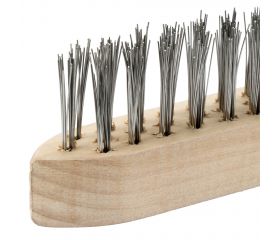 Cepillo manual con mango de madera, alambre de acero inoxidable recto / 50802