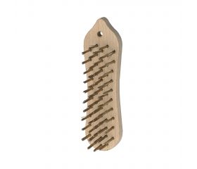 Cepillo manual con base de madera, alambre de acero latonado recto / 50804