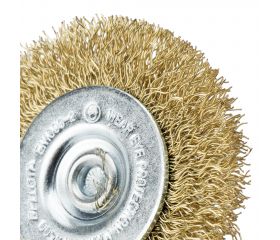 Cepillo circular con perno, alambre de acero latonado ondulado / 50807