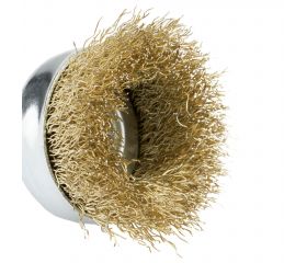 Cepillo de taza con perno, alambre de acero latonado ondulado / 50808