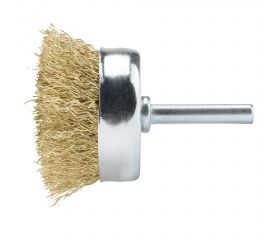 Cepillo de taza con perno, alambre de acero latonado ondulado / 50808