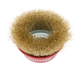 Cepillo de taza, alambre de acero latonado ondulado / 50812