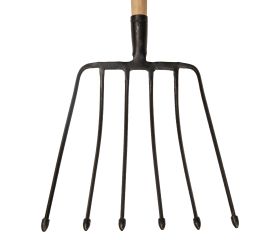 Horca forjada de 6 púas para trabajar terrenos de piedra y grava con mango largo curvo sin barnizar / 9046MCSB