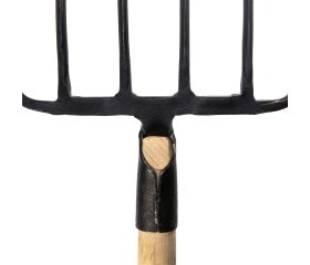 Horca forjada de 6 púas para trabajar terrenos de piedra y grava con mango largo curvo sin barnizar / 9046MCSB