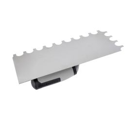 Peine de acero inoxidable diente radio con mango abierto bimaterial para trabajos de alicatado y solado / 5874RBIMINOX