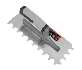 Peine de acero inoxidable diente radio con mango abierto bimaterial para trabajos de alicatado y solado / 5874RBIMINOX