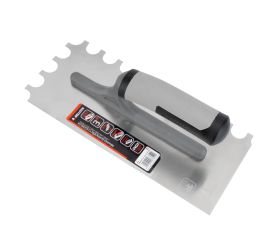 Peine de acero inoxidable diente radio con mango abierto bimaterial para trabajos de alicatado y solado / 5874RBIMINOX