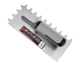 Peine de acero inoxidable diente radio con mango abierto bimaterial para trabajos de alicatado y solado / 5874RBIMINOX