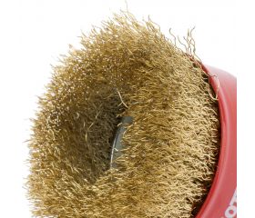 Cepillo de taza para altas revoluciones, alambre de acero latonado ondulado / 5081475