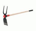 Azada forjada con sistema antigiro de doble figura: horquilla con diente en forma de diamante y azada, con mango de madera certificada de 1000 mm  / HOE344W