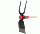 Azada forjada con sistema antigiro de doble figura: horquilla con diente en forma de diamante y azada, con mango de madera certificada de 1000 mm  / HOE344W