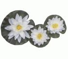 Nenúfar decorativo para estanqueSet 3 nenúfares blancos con gotas - 1 x Ø 14 cm. / 2 x Ø 9,5 cm.