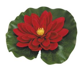 Nenúfar decorativo para estanque - Nenúfar rojo con gotas - Ø 14 cm.