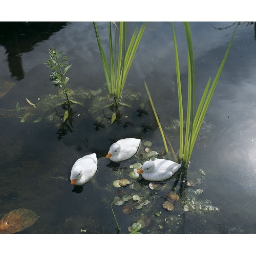 Animal decorativo para estanque - Patitos blancos - 9 cm.