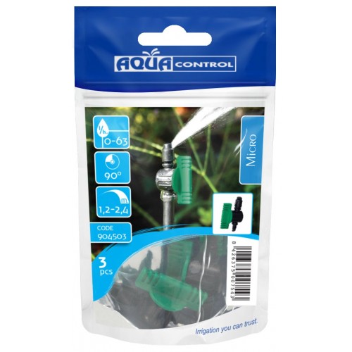 Microdifusor MAX -R caudal regulable 0 - 63 l/h. - 90º - 1,2 - 2,4 m.