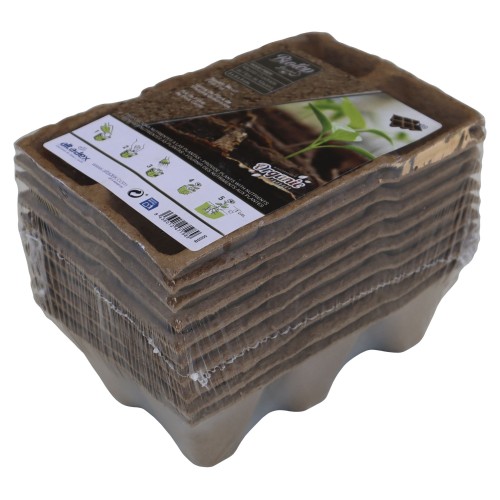 Macetas Cuadradas de fibra de madera  Bandeja de 6 macetas de 4,5 x 5 cm. | B2005