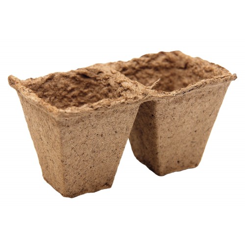 Macetas Cuadradas de fibra de madera  Bandeja de 2 macetas de 6 x 6 cm. | B2008