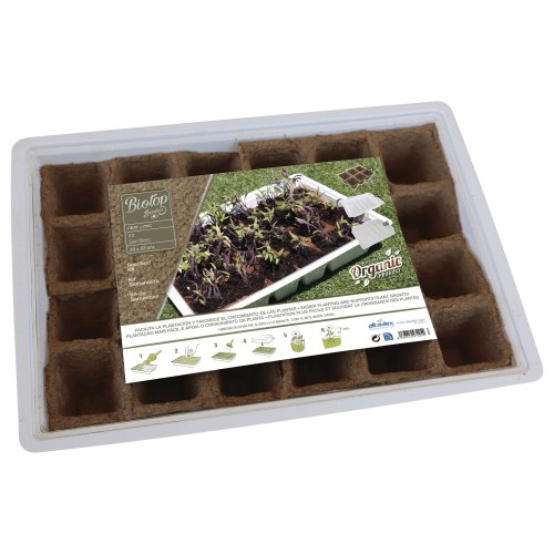Kit semillero (4 bandejas de turba + base + tapa) - 33 x 23 cm. | B2012