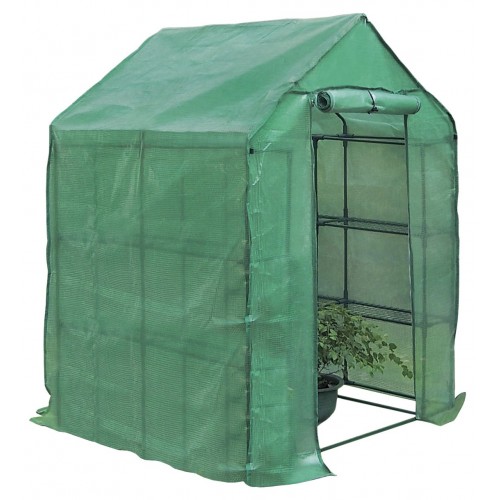 Invernadero con estructura de acero plastificado y funda de polietileno - 143 x 143 x 195 cm. - 6 bandejas | B2077