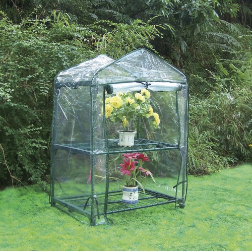 Invernadero con estructura de acero plastificado y funda de PVC - 68 x 49 x 96 cm. - 2 bandejas | B2090