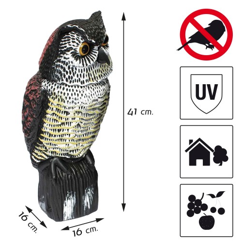 Buho espantapájaros con cabeza giratoria  (16 x 16 x 40 cm) (antiguo B2400) | B2501