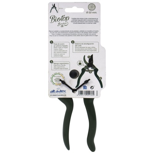 Tijera de poda una mano ergonómica - Mangos de aluminio revestidos de PVC (antideslizante) | B3000