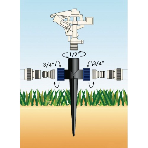 Pincho porta-aspersor - doble - P.V.C. - RH 3/4” - RH 1/2” | C171025