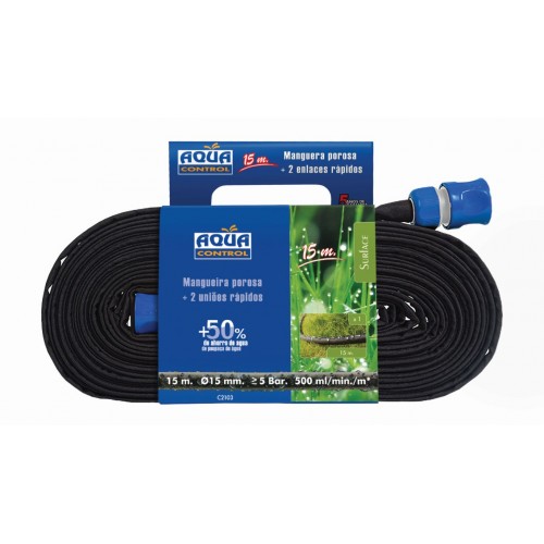 Manguera porosa con enlaces rápidos - P.V.C. + Polyester - 15 m. - Ø 15 mm.