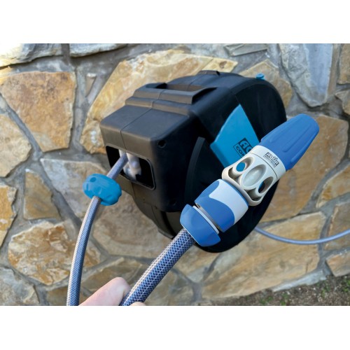 Enrollador automático de manguera. 20m + 1,5m. Acc bimateria.
