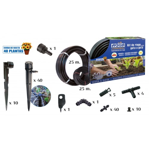 KIT DE RIEGO POR GOTEO 16+4 mm. 40 Goteros con estaca + accesorios