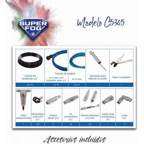 Kit completo SUPERFOG 1,5 l/h con accesorios - 5-50 m2 | C5305